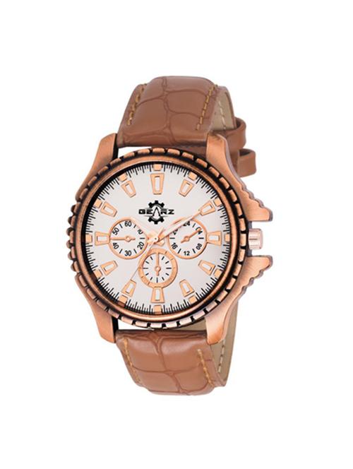 GEARZ Wrist watches, Copper finish case and White & Copper combination dial with Chronograph pattern for men, boys - 14899608 - Very Small Image - 1