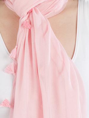 tassel detail solid stole - 14899651 - Standard Image - 4