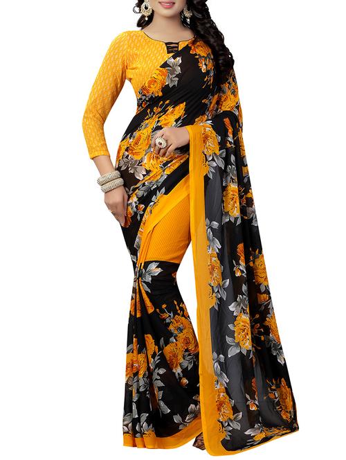multi georgette printed saree with blouse - 14899827 - Very Small Image - 1