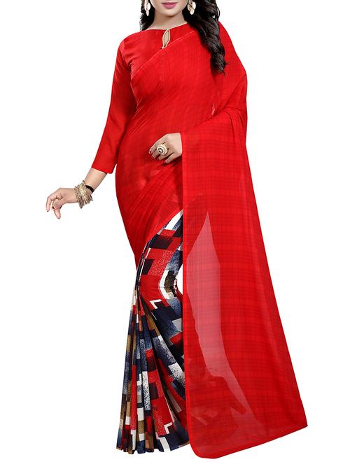 multi georgette printed saree with blouse - 14899835 - Very Small Image - 1