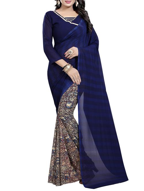 multi georgette printed saree with blouse - 14899842 - Very Small Image - 1