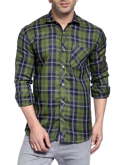 green cotton casual shirt - 14899893 - Very Small Image - 1