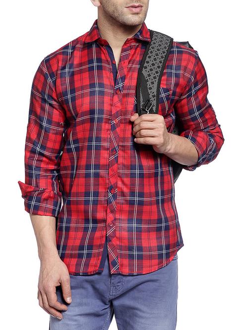 red cotton casual shirt - 14899894 - Standard Image - 1