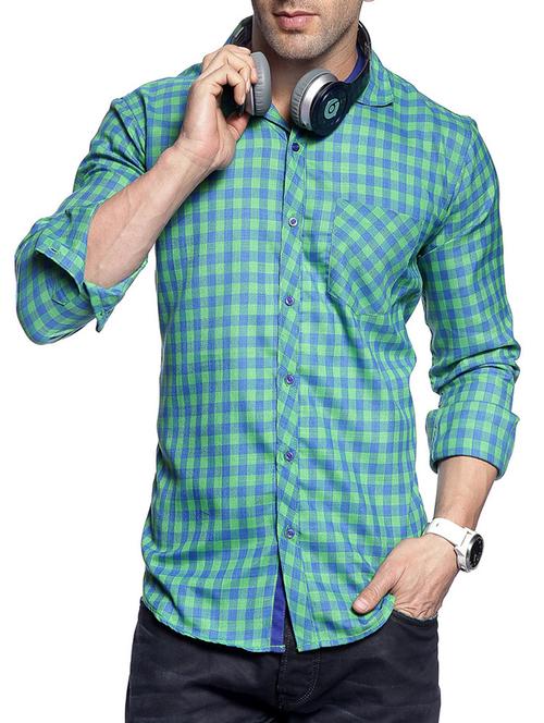 green cotton casual shirt - 14899898 - Standard Image - 1