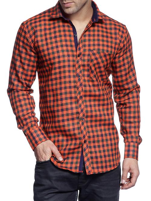 orange cotton casual shirt - 14899902 - Very Small Image - 1