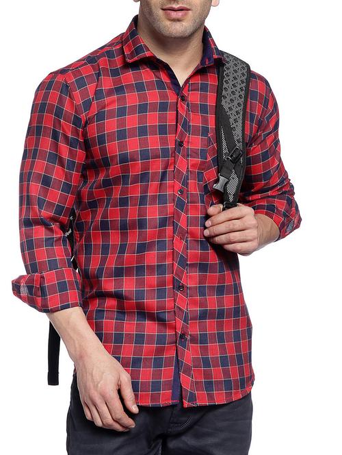 red cotton casual shirt - 14899906 - Very Small Image - 1