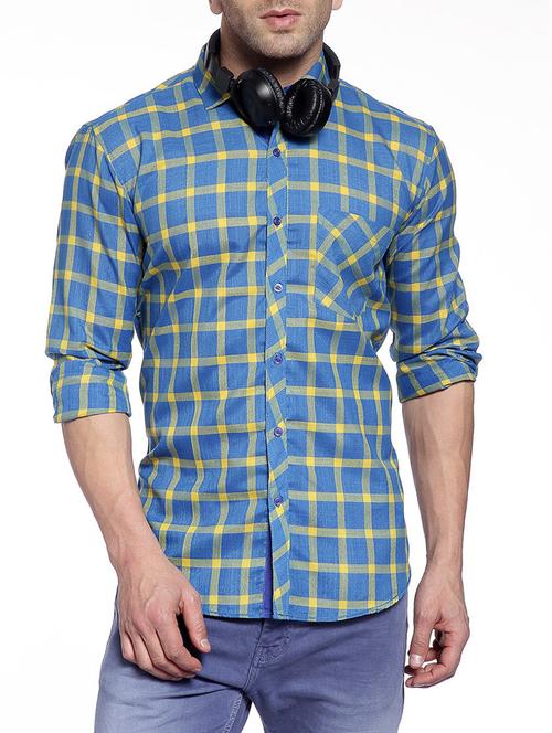 blue cotton casual shirt - 14899911 - Very Small Image - 1