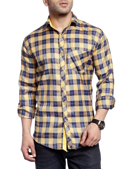 yellow cotton casual shirt - 14899912 - Very Small Image - 1