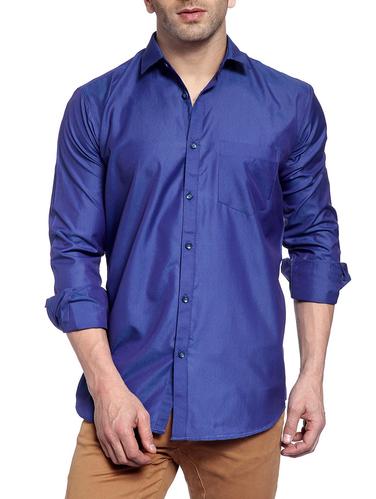 blue cotton casual shirt - 14899915 - Very Small Image - 1