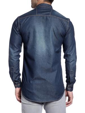 blue denim casual shirt - 14899917 - Standard Image - 3