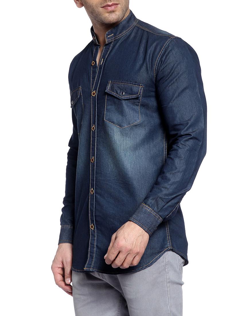 blue denim casual shirt - 14899917 - Zoom Image - 2