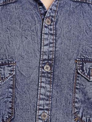 blue denim casual shirt - 14899921 - Standard Image - 4