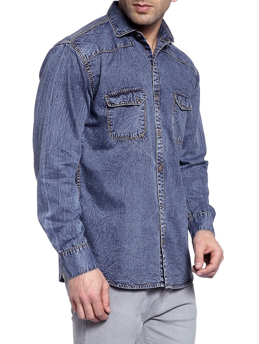 blue denim casual shirt - 14899921 - Zoom Image - 2