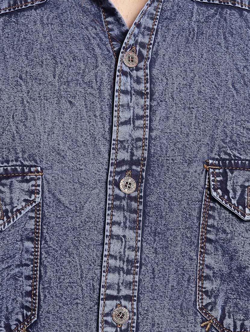 blue denim casual shirt - 14899921 - Zoom Image - 4