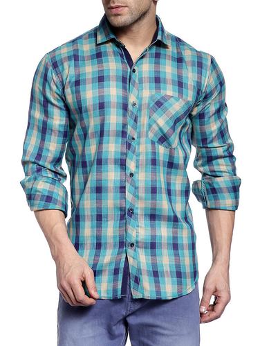 blue cotton casual shirt - 14899922 - Very Small Image - 1