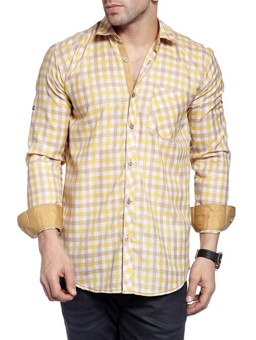 yellow cotton casual shirt - 14899926 - Very Small Image - 1