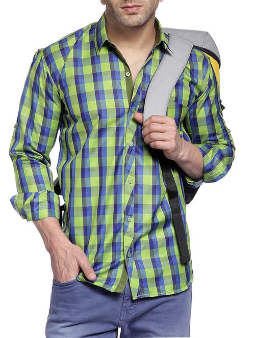 green cotton casual shirt - 14899937 - Standard Image - 1
