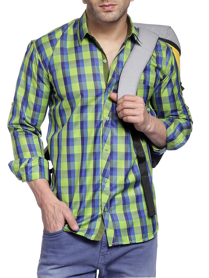 green cotton casual shirt - 14899937 - Zoom Image - 1