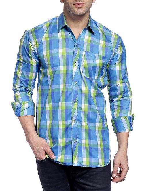 blue cotton casual shirt - 14899943 - Standard Image - 1