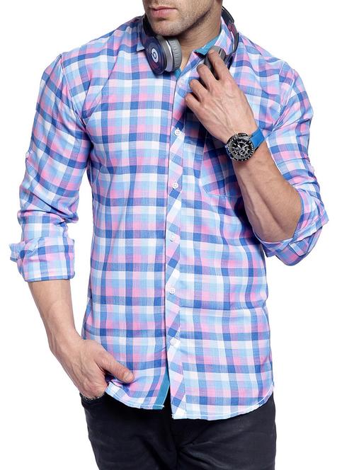 blue cotton casual shirt - 14899945 - Very Small Image - 1