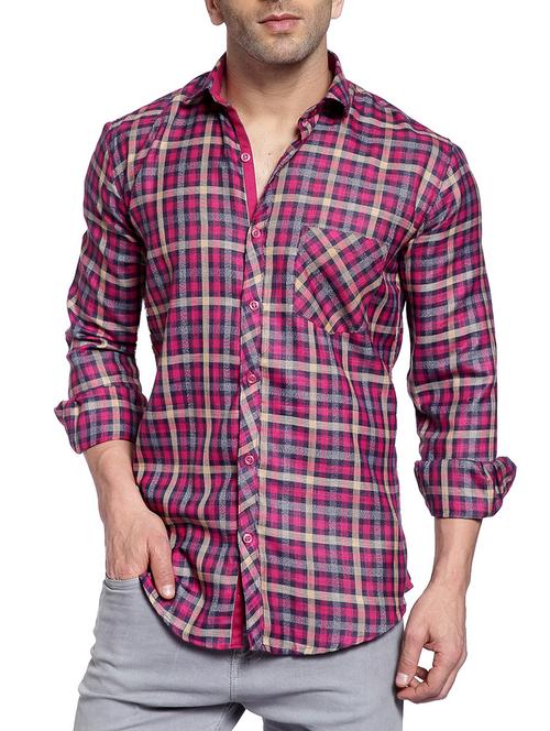 pink cotton casual shirt - 14899955 - Very Small Image - 1