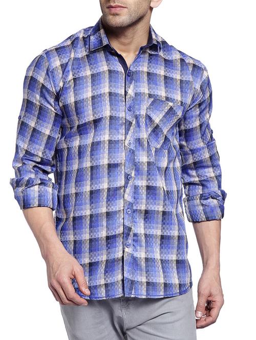 blue cotton casual shirt - 14899959 - Very Small Image - 1