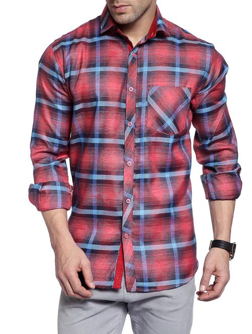 red cotton casual shirt - 14899961 - Standard Image - 1
