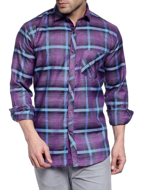 purple cotton casual shirt - 14899962 - Standard Image - 1