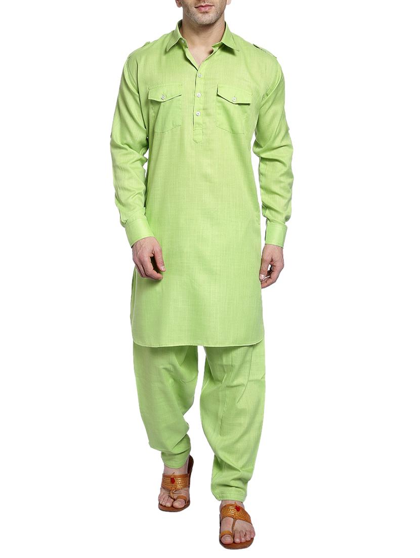 green cotton pathani ethnic wear set - 14899968 - Zoom Image - 1