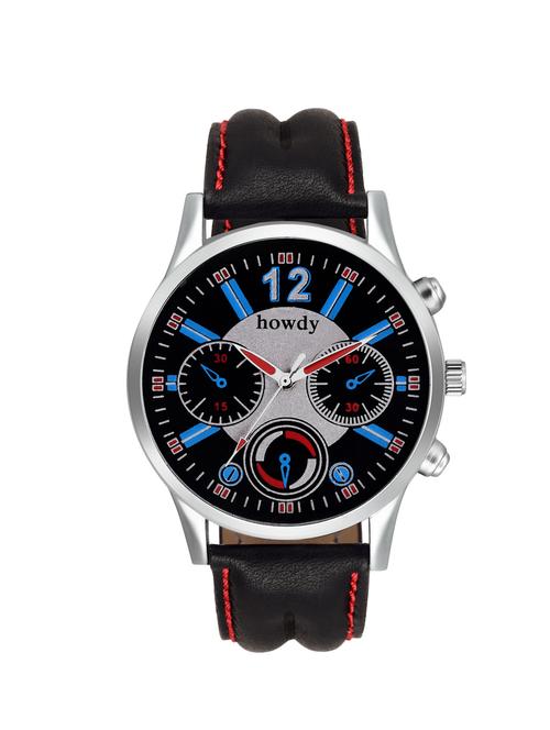 howdy awesome black dial leather watch - 14900094 - Very Small Image - 1