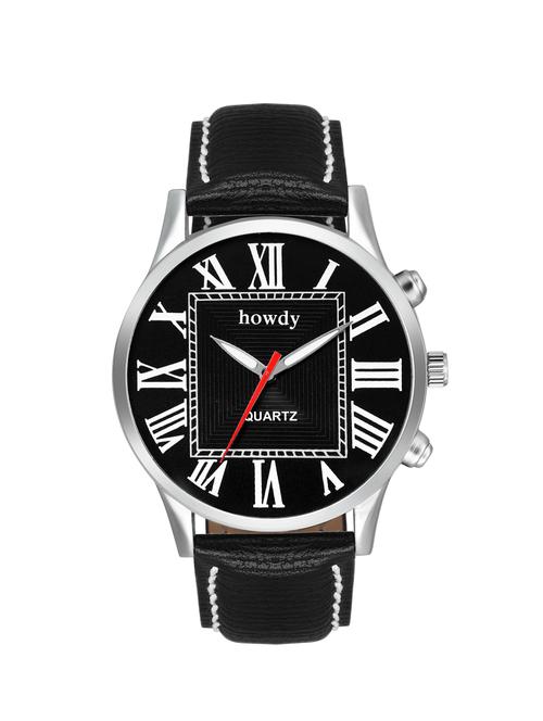 howdy awesome black dial leather watch - 14900096 - Very Small Image - 1