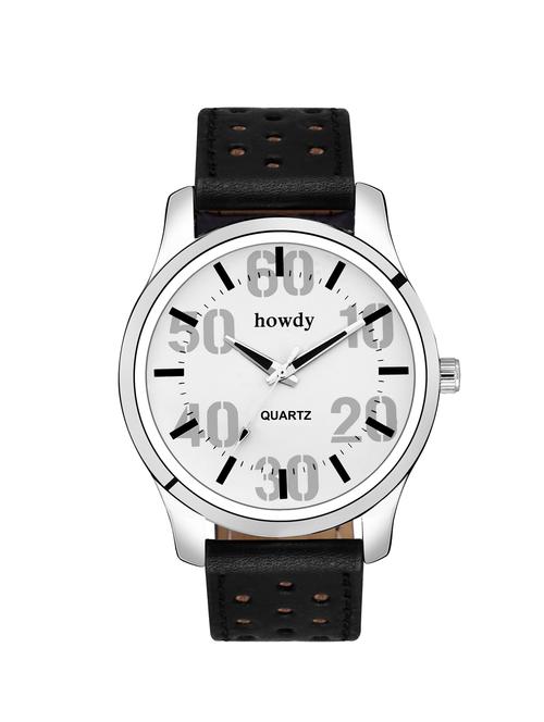 howdy awesome white dial leather watch - 14900098 - Very Small Image - 1