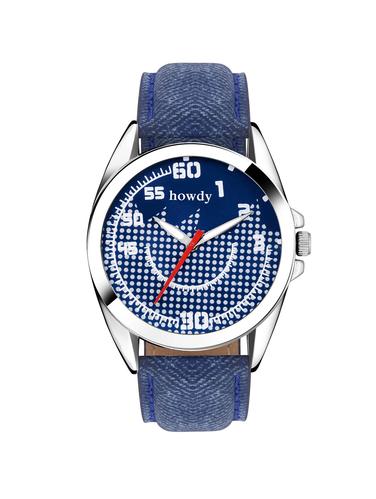 howdy awesome blue dial leather watch - 14900100 - Very Small Image - 1