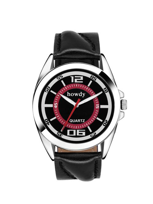 howdy awesome black dial leather watch - 14900102 - Very Small Image - 1