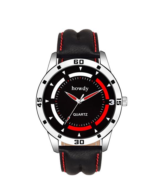 howdy black dial leather watch - 14900108 - Very Small Image - 1