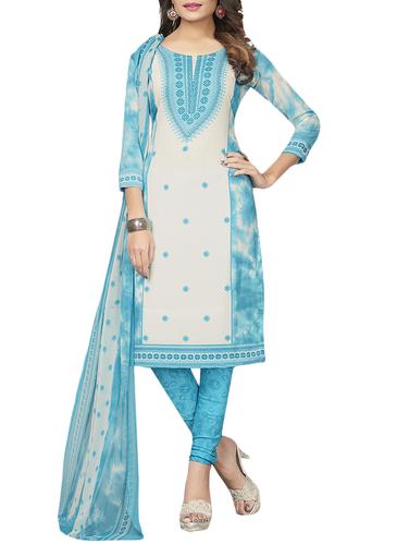 Printed unstitched churidaar suit - 14900169 - Very Small Image - 1