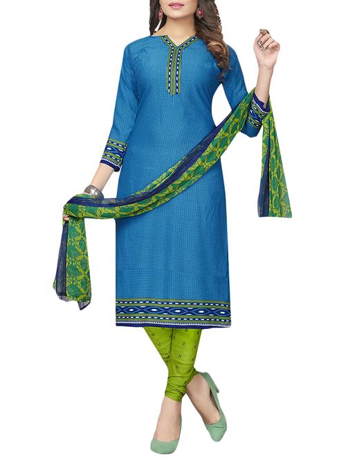 Printed unstitched churidaar suit - 14900174 - Standard Image - 1