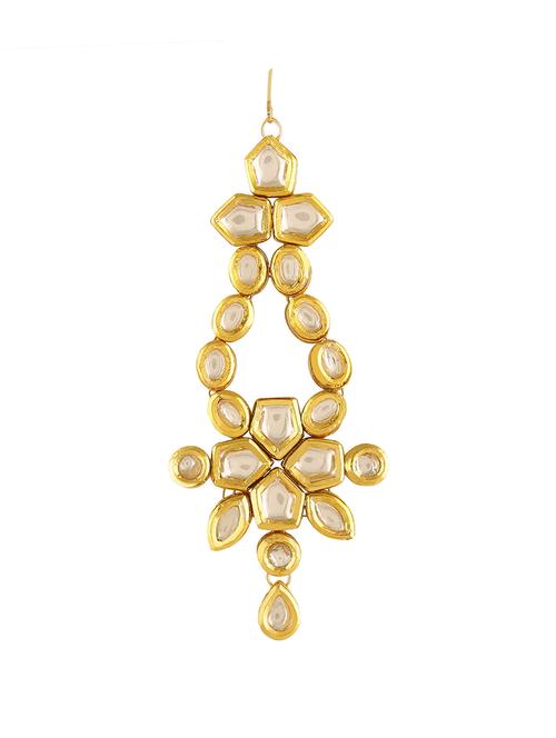 golden brass maang teeka - 14900247 - Standard Image - 1