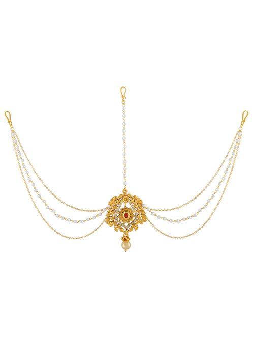 golden brass maang teeka - 14900249 - Very Small Image - 1