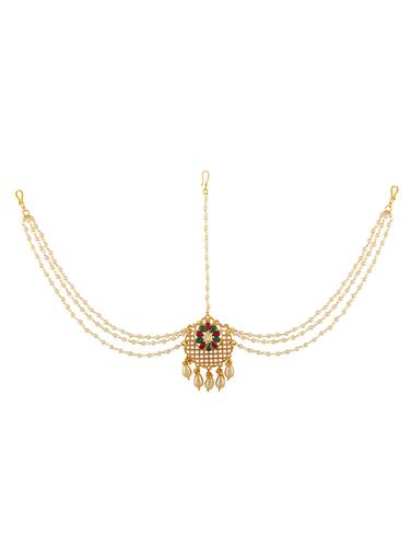 multi brass maang teeka - 14900250 - Very Small Image - 1