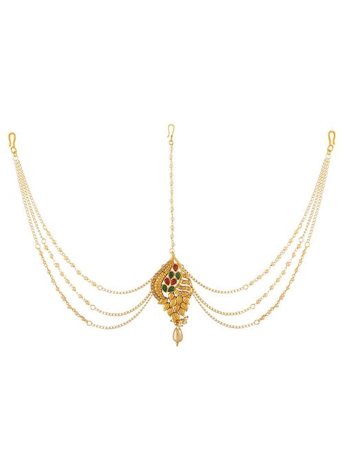 multi brass maang teeka - 14900251 - Very Small Image - 1