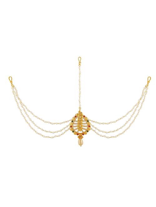 multi brass maang teeka - 14900252 - Very Small Image - 1