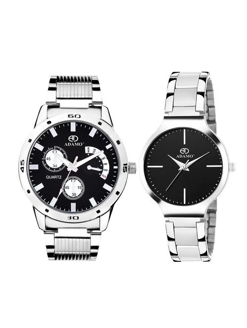 Adamo Designer Analog Couple Combo Wrist Watch 107-816SM02 - 14900261 - Standard Image - 1