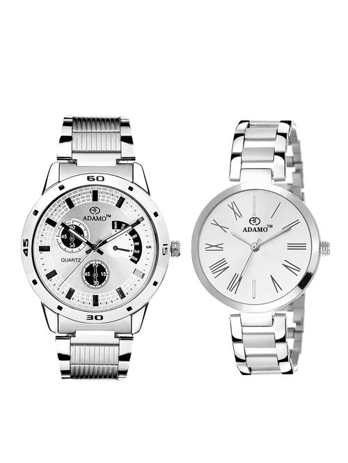 Adamo Designer Analog Couple Combo Wrist Watch 109-2480SM01 - 14900262 - Standard Image - 1