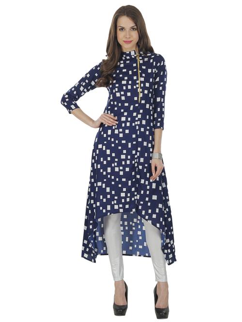 geometric printed high low kurta - 14900298 - Standard Image - 1