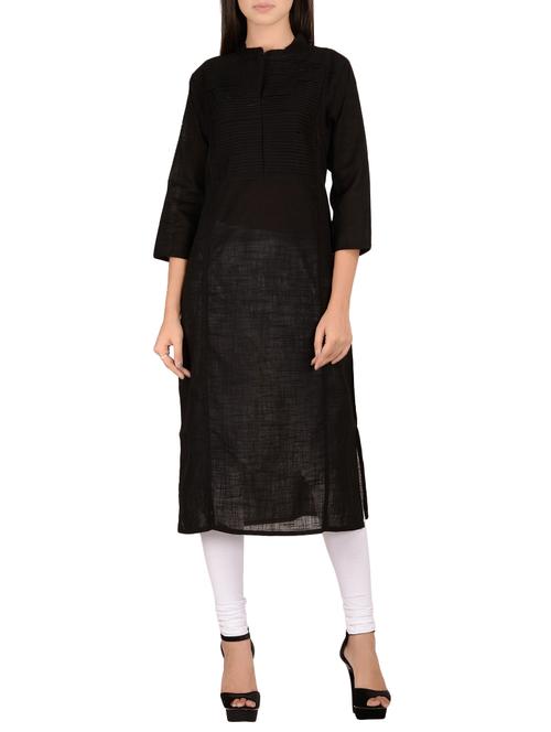 black cotton straight kurta - 14900423 - Very Small Image - 1