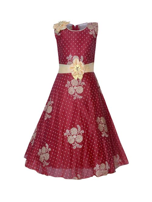 maroon net party gown - 14900579 - Standard Image - 1