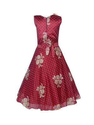 maroon net party gown - 14900579 - Standard Image - 3