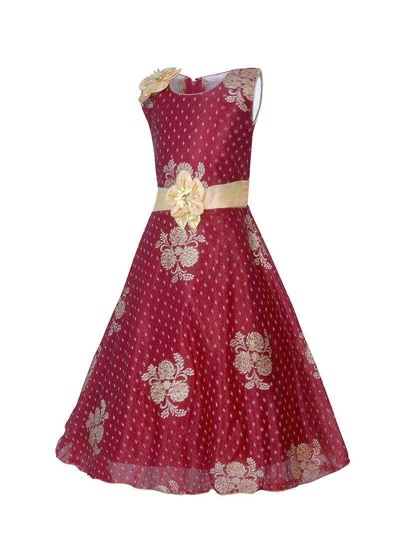 maroon net party gown - 14900579 - Zoom Image - 2