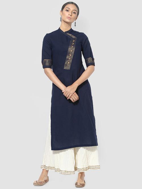 Twilight navy straight kurta - 14900582 - Standard Image - 1